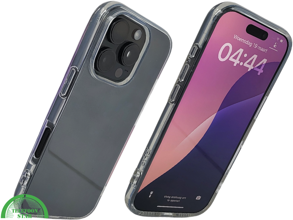 iPhone 16 Pro Max Transparant Hoesje &ndash; Glanzende Grijze Achterkant met Stevige Beschermingr