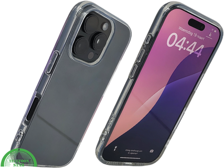 iPhone 16 Pro Max Transparant Hoesje &ndash; Glanzende Grijze Achterkant met Stevige Beschermingr