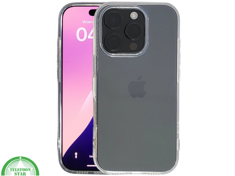 iPhone 16 Pro Max Transparant Hoesje &ndash; Glanzende Grijze Achterkant met Stevige Beschermingr