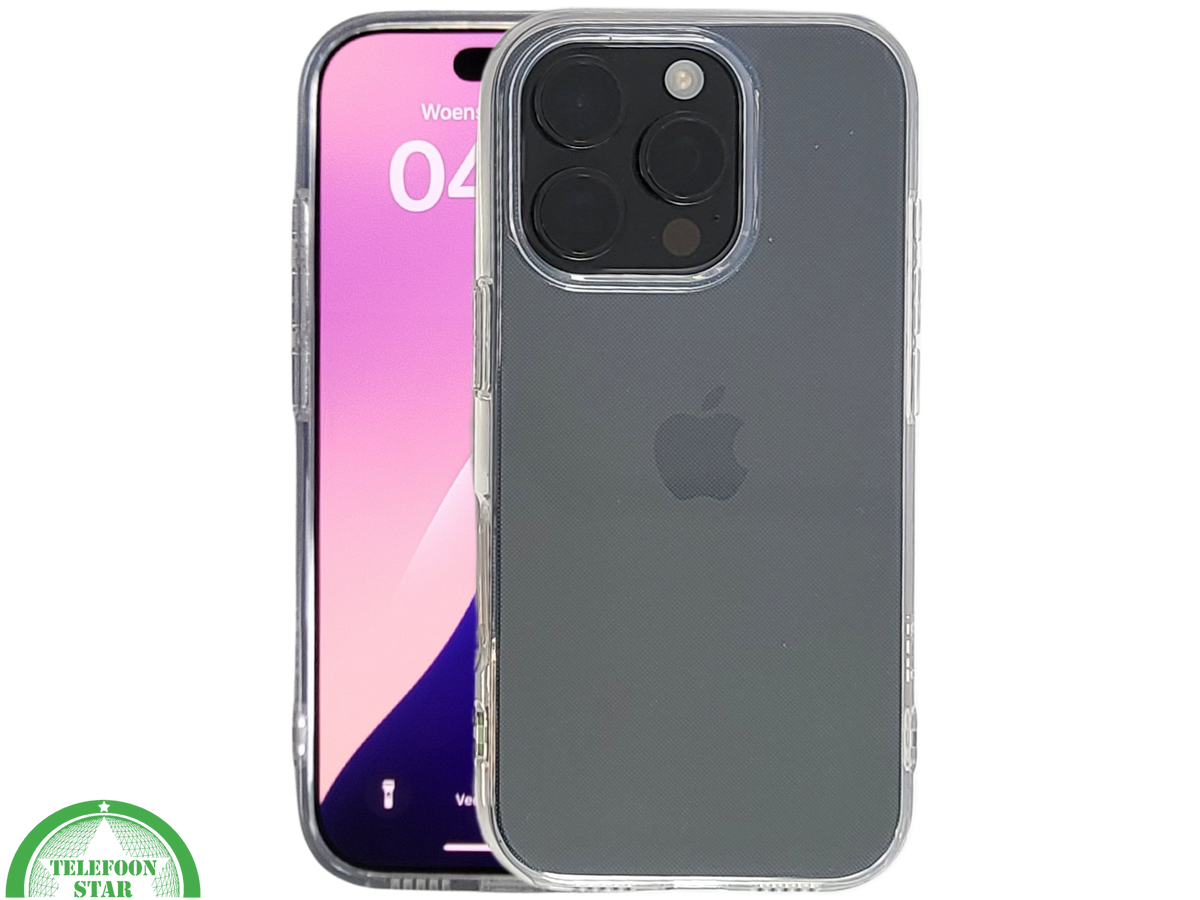 iPhone 16 Pro Transparant Hoesje &ndash; Glanzende Grijze Achterkant met Stevige Bescherming