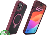 iPhone 15 Plus Hoesje &ndash; Zwart-Bordeaux met MagSafe Ring | Stijlvol &amp; Functioneel