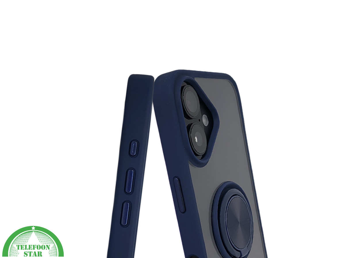iPhone 16 hoesje blauw transparant cover met MagSafe ring en bescherming