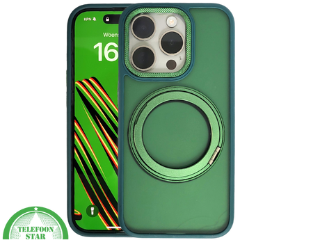 Glanzend Groen iPhone 15 Pro Max Hoesje met Ringhouder &ndash; Transparant &amp; MagSafe | Telefoonstar.nl