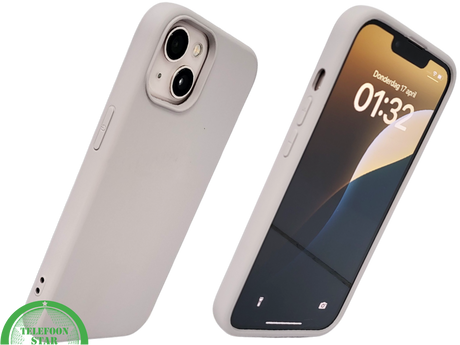 Siliconen Cover iPhone 13 / 14 &ndash; Mat Lichtgrijs | Minimalistische Bescherming