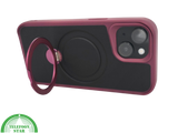 iPhone 15 Plus Hoesje &ndash; Zwart-Bordeaux met MagSafe Ring | Stijlvol &amp; Functioneel