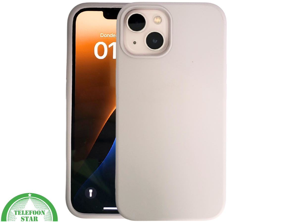 Siliconen Cover iPhone 13 / 14 &ndash; Mat Lichtgrijs | Minimalistische Bescherming