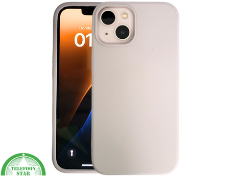Siliconen Cover iPhone 13 / 14 &ndash; Mat Lichtgrijs | Minimalistische Bescherming
