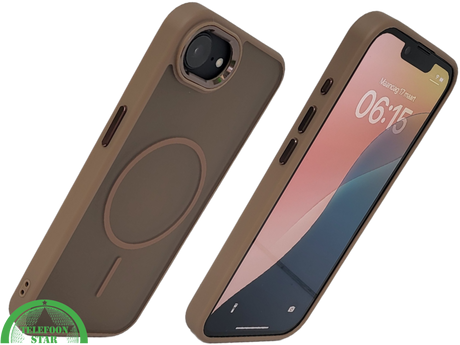 iPhone 16e Hoesje MagSafe Compatibel Bruin met Standaard, Schokbestendig