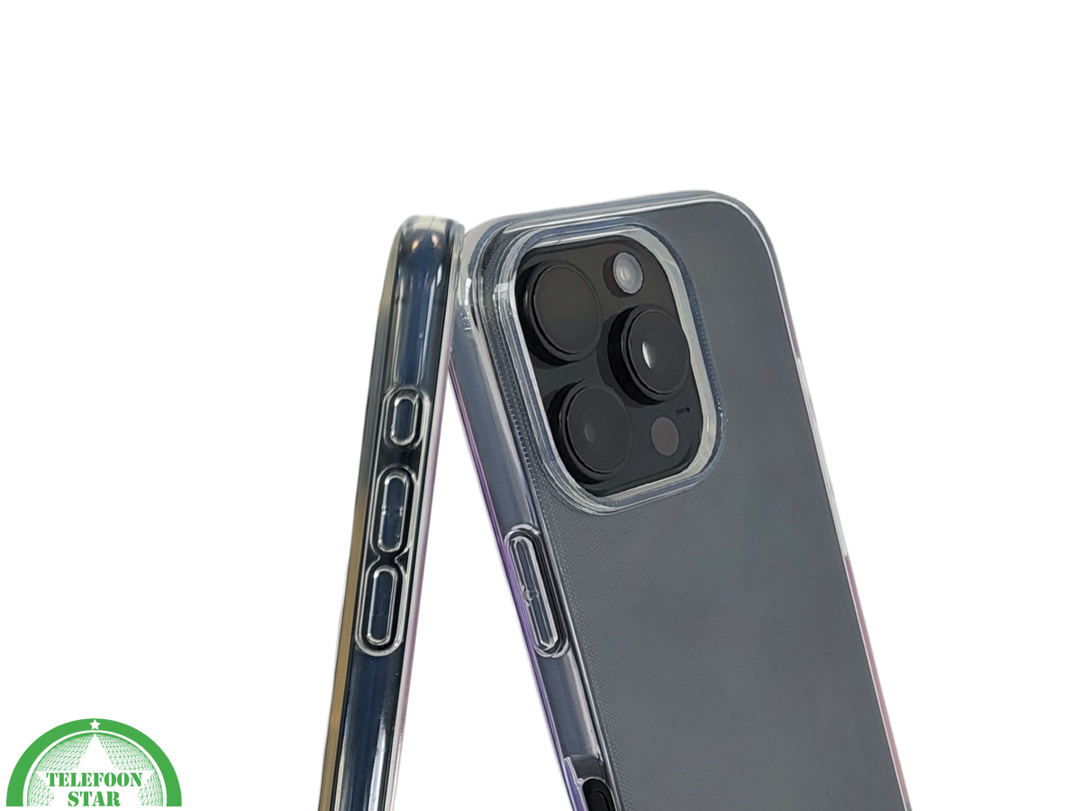 iPhone 16 Pro Max Transparant Hoesje &ndash; Glanzende Grijze Achterkant met Stevige Bescherming