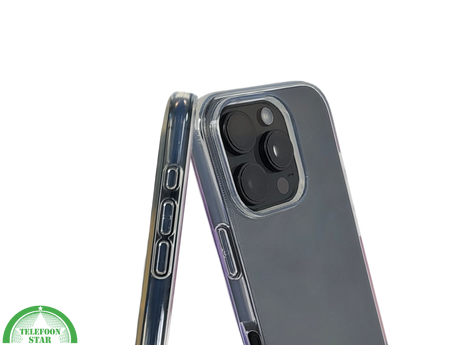 iPhone 16 Pro Transparant Hoesje &ndash; Glanzende Grijze Achterkant met Stevige Bescherming