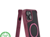 iPhone 15 Plus Hoesje &ndash; Zwart-Bordeaux met MagSafe Ring | Stijlvol &amp; Functioneel