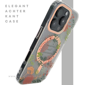 8iPhone 16 Pro Transparant Hoesje Met Bloemenprint En Elegante Tekstdecoratie