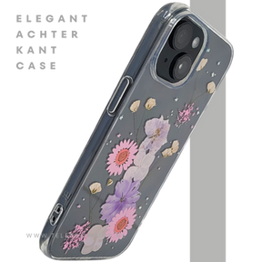 iPhone 15 Plus Transparant Hoesje met Gedroogde Bloemen &ndash; Elegant en Beschermend