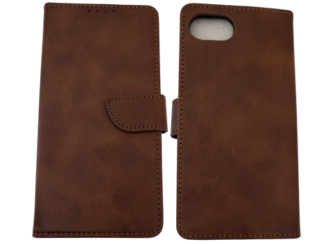 Luxe Boek iPhone 16E (2025)Bruin Leerlook Wallet Case Kaartvakken