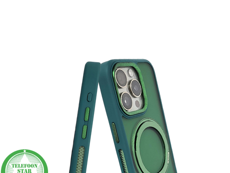 Glanzend Groen iPhone 15 Pro Max Hoesje met Ringhouder &ndash; Transparant &amp; MagSafe | Telefoonstar.nl