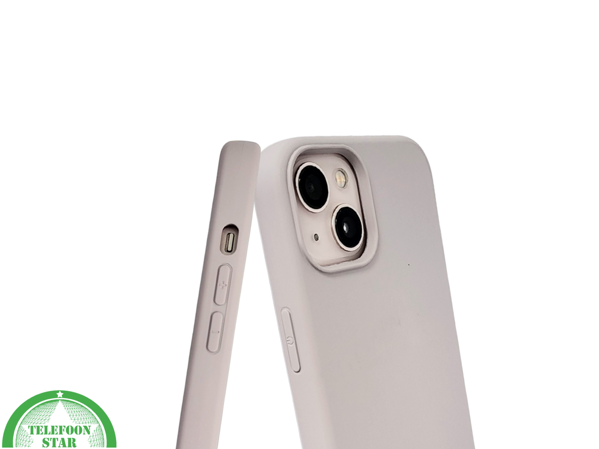 Siliconen Cover iPhone 13 / 14 &ndash; Mat Lichtgrijs | Minimalistische Bescherming