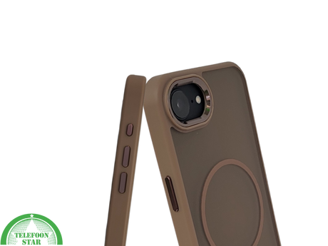 iPhone 16e Hoesje MagSafe Compatibel Bruin met Standaard, Schokbestendig