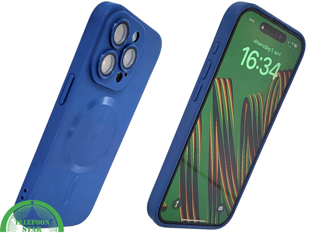 Blauw iPhone 15 Pro Hoesje met MagSafe &ndash; Slank &amp; Mat Design | Telefoonstar.nl