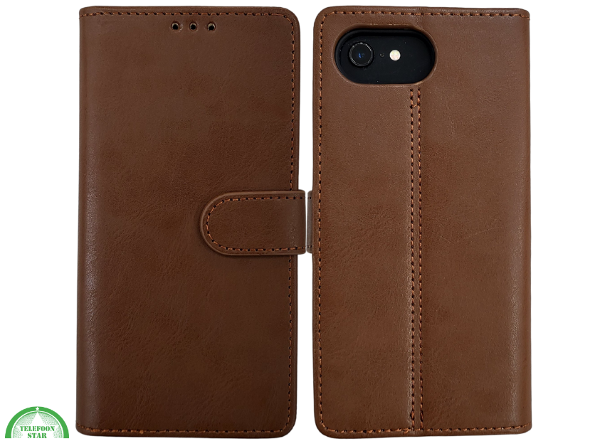 Hoesje voor iPhone 17e Boek Case Leer Wallet Case Donker Bruin
