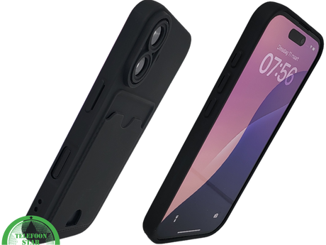 iPhone 17 Pro / Pro Max Hoesje Zwart met Kaarthouder &ndash; Schokbestendig