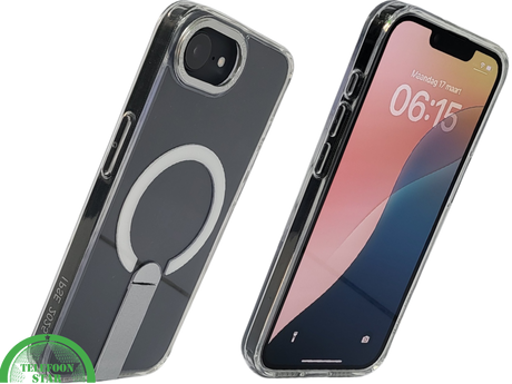 iPhone 16E Transparante witte randen Hoes met MagSafe Ring