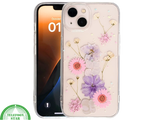 Bloemen Hoesje iPhone 13 / 14 &ndash; Transparant Met Echte Bloemenlook