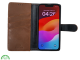 Boek Case Leer Wallet Case Donker Bruin IPhone 16E