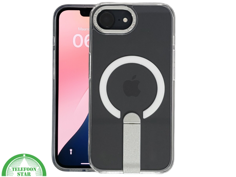 iPhone 16E Transparante witte randen Hoes met MagSafe Ring