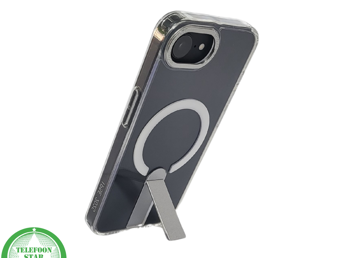iPhone 16E Transparante witte randen Hoes met MagSafe Ring