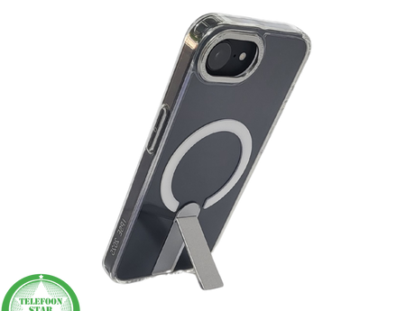 iPhone 16E Transparante witte randen Hoes met MagSafe Ring