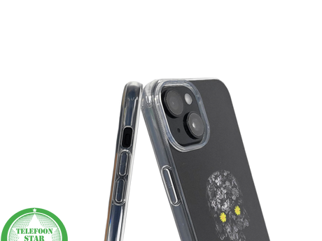 iPhone 15 Plus Hoesje &ndash; Zwart Schedel Design met Bloemen | Kunstzinnig &amp; Beschermend