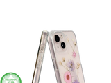 Bloemen Hoesje iPhone 13 / 14 &ndash; Transparant Met Echte Bloemenlook