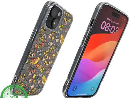 iPhone 15 Plus Hoesje &ndash; Herfstvogels Design met Transparante Rand | Kleurrijk &amp; Beschermend