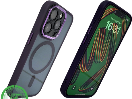 Transparant Paars iPhone 15 Pro Hoesje met MagSafe &ndash; Modern &amp; Magnetisch | Telefoonstar.nl