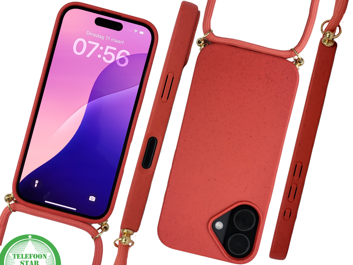 iPhone 16 Hoesje met Koord Rood &ndash; Stijlvolle &amp; Duurzame Bescherming