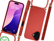 iPhone 16 Plus met Koord Rood Stijlvolle Duurzame Bescherming