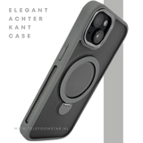 iPhone 15 Hoesje Grijs &ndash; Met MagSafe-Ring &amp; Kickstand voor Extra Functionaliteit