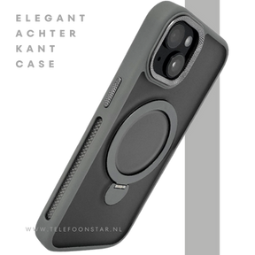 iPhone 15 Hoesje Grijs &ndash; Met MagSafe-Ring &amp; Kickstand voor Extra Functionaliteit