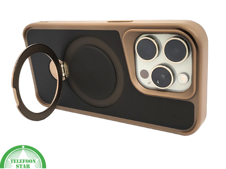 iPhone 15 Pro Max Hoesje met Ringhouder &ndash; Luxe Bescherming in Bruin-Zwart Design