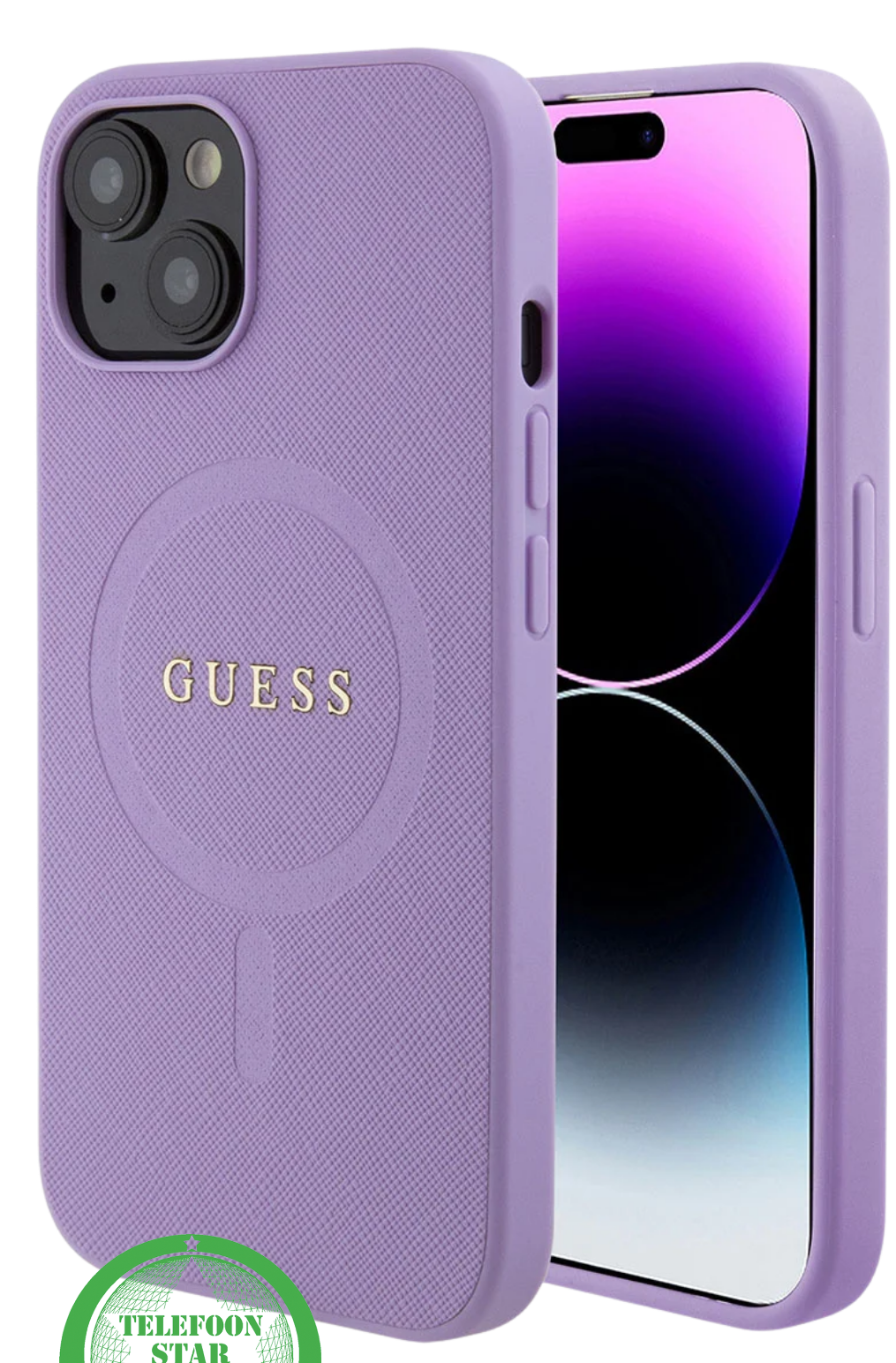 Hoesje voor iPhone 15 – Paars Luxe Design met Goudkleurig Logo Breng kleur en elegantie samen met dit prachtige Paars hoesje voor de iPhone 15.