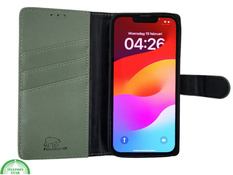 Boek case Groen cover iPhone 16E 2025 leer up