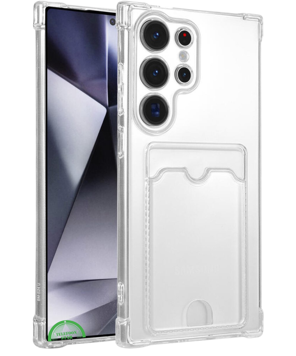 Transparant Hoesje voor Samsung S24 Ultra met Kaartvak, Praktisch, Slank & Shockproof