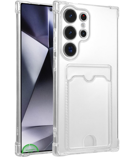 Transparant Hoesje voor Samsung S24 Ultra met Kaartvak, Praktisch, Slank & Shockproof