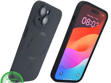 iPhone 15 Plus Hoesje &ndash; Zwart Siliconen met MagSafe | Slank, Sterk &amp; Stijlvol