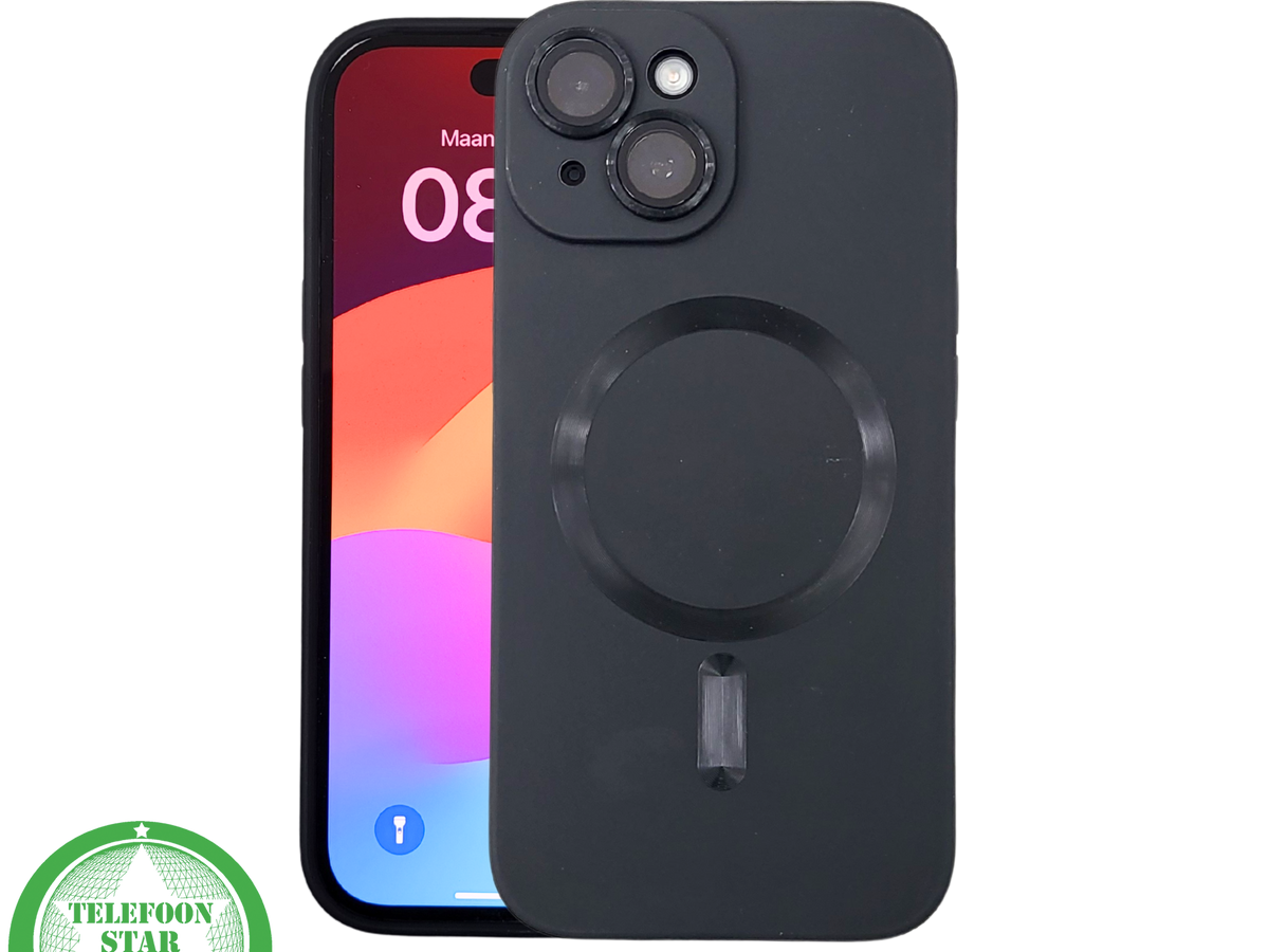 iPhone 15 Plus Hoesje &ndash; Zwart Siliconen met MagSafe | Slank, Sterk &amp; Stijlvol