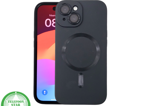 iPhone 15 Plus Hoesje &ndash; Zwart Siliconen met MagSafe | Slank, Sterk &amp; Stijlvol