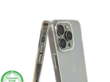 Transparant iPhone 15 Pro Hoesje met Zilveren Randen &ndash; Elegant &amp; Slank | Telefoonstar.nl