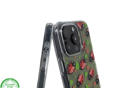 iPhone 16 Pro Transparant Hoesje Met Lieveheersbeestjes Groene Achtergrond Bescherming