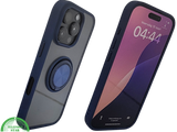 iPhone 16 Pro Donkerblauw Hoesje Met Ringhouder Stevige Rugcover Voor Extra Grip