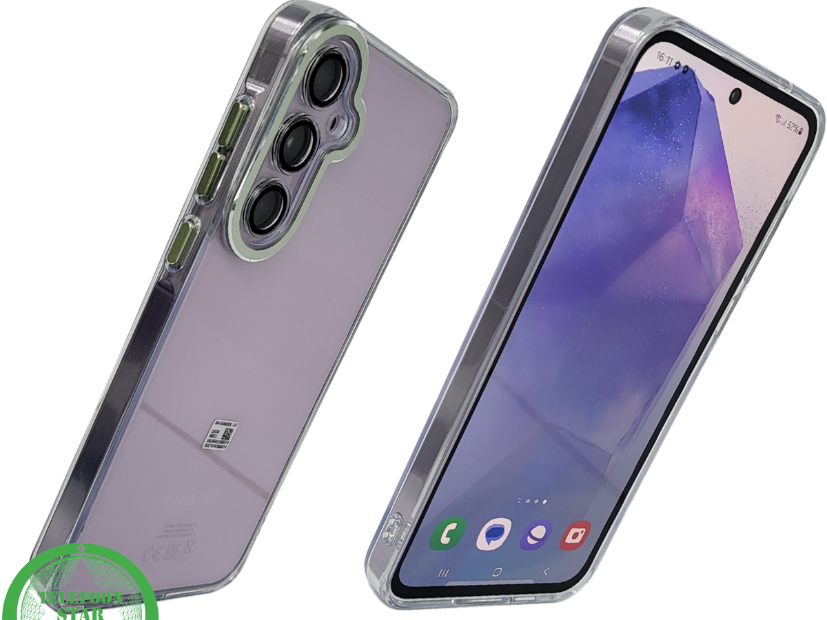 Hoesje voor Samsung Galaxy A37 Transparant groen knop Schokbestendige Bescherming